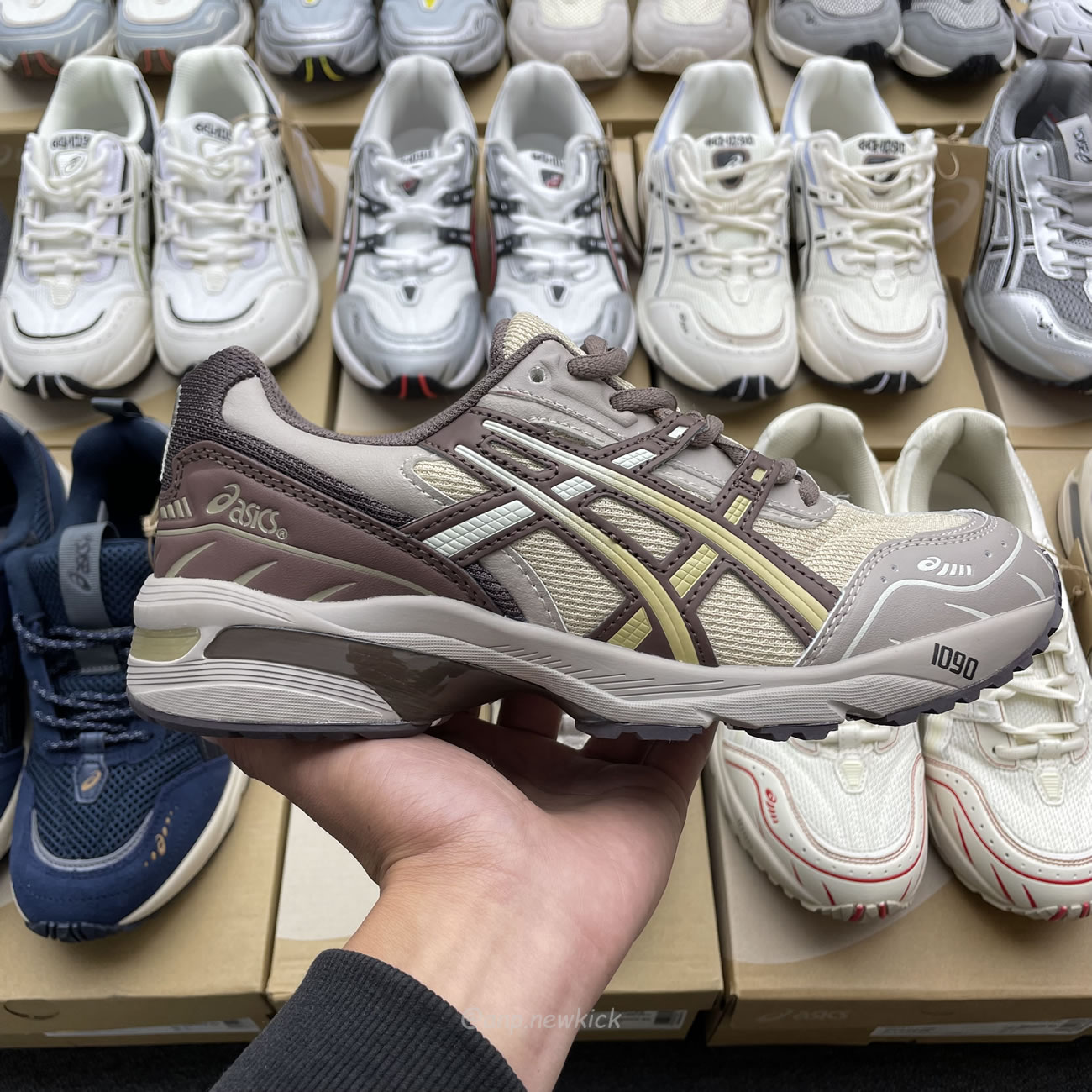 Asics Gel 1090 Grey Beige Birch French Blue White Sage Silver Cream Brown Silver Cream Gray Blue (31) - newkick.app